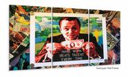 Quadro Decorativo Lobo Wall Street Dólar 3 peças 120x60