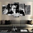Quadro Decorativo Lobo Wall Street Dólar Preto e Branco