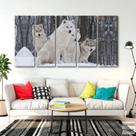 Quadro Decorativo lobos Brancos floresta 140x65