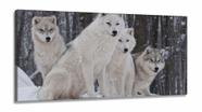 Quadro Decorativo Lobos Paisagem Com Tela em Tecido Canvas 130x60