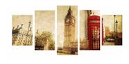 Quadro Decorativo Londres Big Ben 5 Peças 115x60