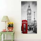 Quadro Decorativo Londres Big Ben 60x120 Telefone Vermelho