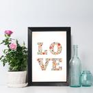Quadro Decorativo Love Flores Moldura Preta 22x32cm
