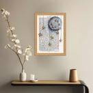 Quadro Decorativo Lua e Estrelas Vintage 45x34cm