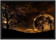 Quadro Decorativo Lua Noite Árvores Paisagem Natureza Decorações Com Moldura G4
