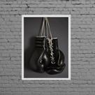 Quadro Decorativo Luva De Boxe Preta 33x24cm - com vidro Quadro Decorativo Luva De Boxe Preta 33x24cm - com vidro