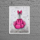 Quadro Decorativo Luva De Boxe Rosa 24x18cm - com vidro Quadro Decorativo Luva De Boxe Rosa 24x18cm - com vidro