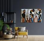 Quadro Decorativo Luxuoso Mulheres Africanas Decoração Pra Hall Sala Tecido Canvas