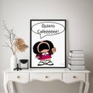 Quadro Decorativo Mafalda Café 24x18cm - com vidro