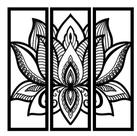 Quadro Decorativo Mandala Flor de Lótus em MDF Preto Fosco