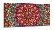 Quadro Decorativo Mandala Rosa Com Tela em Tecido Canvas 130x60