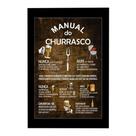 Quadro Decorativo Manual do Churrasco com Moldura Preta e Vidro 30x20 Mdf Adesivado