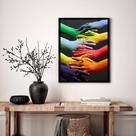 Quadro Decorativo Mãos Arco-Íris - 70x50cm