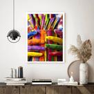 Quadro Decorativo Mãos Pintadas Cores - 70x50cm