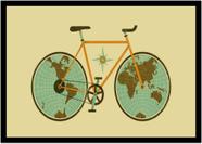 Quadro Decorativo Mapa Artístico Abstrato Bicicleta Salas Escritórios Quartos Com Moldura RC014