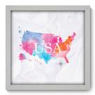Quadro Decorativo - Mapa Estados Unidos - 33cm x 33cm - 165qdmb