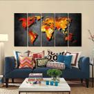 Quadro Decorativo Mapa Moderno 140x65 em tecido