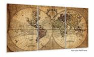 Quadro Decorativo Mapa Mundi 2 Retro 120x60 em tecido