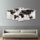 Quadro decorativo Mapa Mundi Animais Abstrato 5 Peças 125x60 Quadro decorativo Mapa Mundi Animais Abstrato 5 Peças 125x60