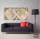 Quadro Decorativo Mapa Mundi Antigo 120x60 3 peças