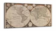 Quadro Decorativo Mapa Mundi Antigo em Tecido Canvas 130x60