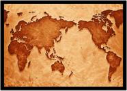 Quadro Decorativo Mapa-Múndi Artístico Continentes Geografia Sala Escritório Com Moldura RC049