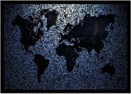 Quadro Decorativo Mapa-Múndi Artístico Continentes Pixels Salas Escritórios Com Moldura RC093