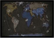 Quadro Decorativo Mapa-Múndi Artístico Jeans Geografia Sala Escritório Com Moldura RC040 Quadro Decorativo Mapa-Múndi Artístico Jeans Geografia Sala Escritório Com Moldura RC040