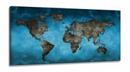 Quadro decorativo Mapa Mundi Azul Mosaico em Tecido Canvas 130x60 Quadro decorativo Mapa Mundi Azul Mosaico em Tecido Canvas 130x60