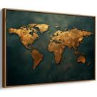 Quadro decorativo Mapa Mundi das Auroras Douradas - Art Canvas Quadro decorativo Mapa Mundi das Auroras Douradas - Art Canvas