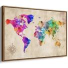 Quadro decorativo Mapa Mundi das Essências Coloridas das Nações - Art Canvas
