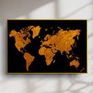 Quadro Decorativo Mapa Mundi em Ouro Preto