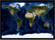 Quadro Decorativo Mapa-Múndi Físico Terra Geografia Salas Escritórios Quartos Com Moldura RC019