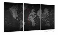 Quadro Decorativo Mapa Mundi Geografico 3pç tecido