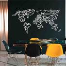 Quadro Decorativo Mapa Mundi Geométrico 6mm Vazado - Mdf