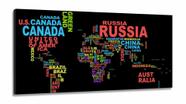 Quadro Decorativo Mapa Mundi letras em Tecido Canvas 130x60 Quadro Decorativo Mapa Mundi letras em Tecido Canvas 130x60