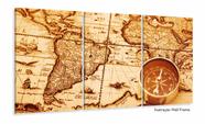Quadro Decorativo Mapa Mundi Retro 120x60 em tecido