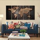 Quadro Decorativo Mapa Mundi Retro 140x65 em tecido 2