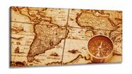 Quadro Decorativo Mapa Mundi Retro em Tecido Canvas 130x60 m02
