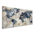 Quadro Decorativo Mapa Mundi Rústico Para Sala Escritório