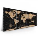 Quadro Decorativo Mapa Mundi Velho Preto180x90 Sala Quarto