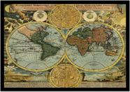 Quadro Decorativo Mapa-Múndi Vintage Alta Definição Sala Escritório Com Moldura RC087