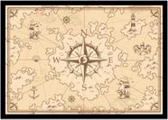Quadro Decorativo Mapa-Múndi Vintage Artístico Continentes Salas Escritórios Com Moldura RC71