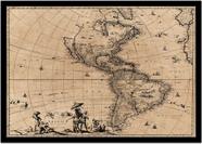 Quadro Decorativo Mapa-Múndi Vintage Artístico Continentes Salas Escritórios Com Moldura RC76