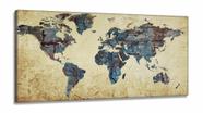 Quadro decorativo Mapa Mundi Vintage em Tecido Canvas 130x60 m01 Quadro decorativo Mapa Mundi Vintage em Tecido Canvas 130x60 m01