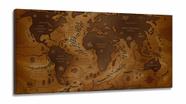Quadro Decorativo Mapa Mundi Vintage em Tecido Canvas 130x60