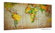 Quadro decorativo Mapa Mundi Vintage - Tela em Tecido