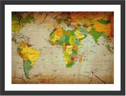 Quadro Decorativo Mapa Mundo Moderno Salas Quartos Decorações Com Moldura