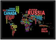Quadro Decorativo Mapa Mundo Moderno Salas Quartos Decorações Com Moldura