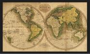 Quadro Decorativo Mapa Mundo Países Continentes Com Moldura T04